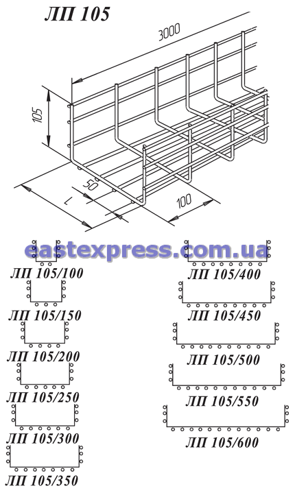 Лотки проволочные ЛП105
